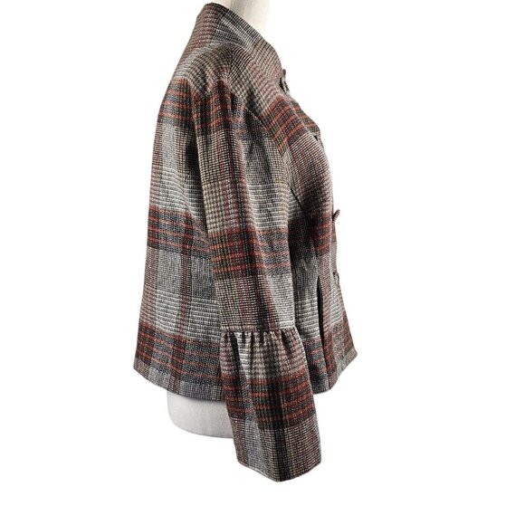 Live a Little Jacket Womens Medium Plaid Preppy Autumn Wardrobe Essential Blazer - Picture 14 of 16